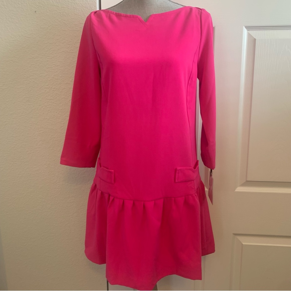 VICTORIA BECKHAM for Target Barbie core  NWT fuchsia shift dress ruffle size S